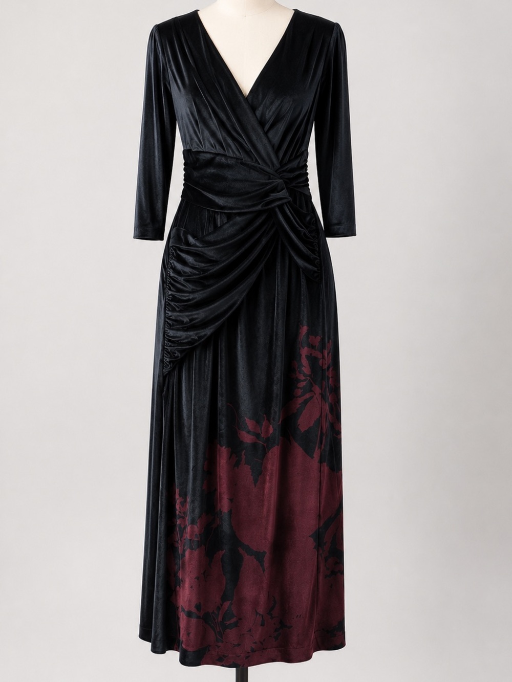 Kay Unger Velvet Faux Wrap Gown Deep Mink Formal Evening Dress Size 4